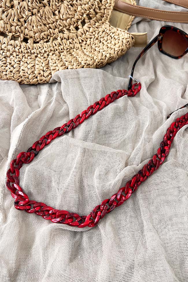 Κόκκινη αλυσίδα γυαλιών ακρυλική -100114628