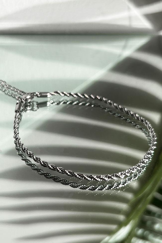 Bραχιόλι ποδιού ασημένιο διπλό - 100114647