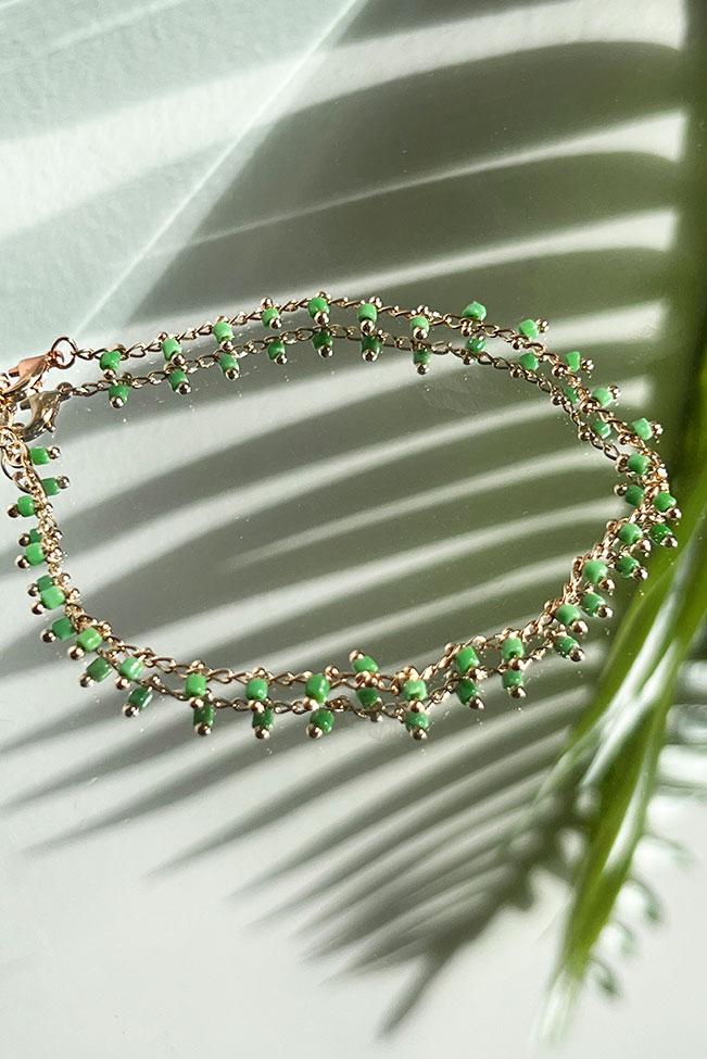 Αλυσίδα ποδιού χρυσή με χάντρες - 100114648