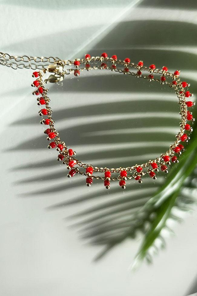 Αλυσίδα ποδιού χρυσή με χάντρες - 100114648