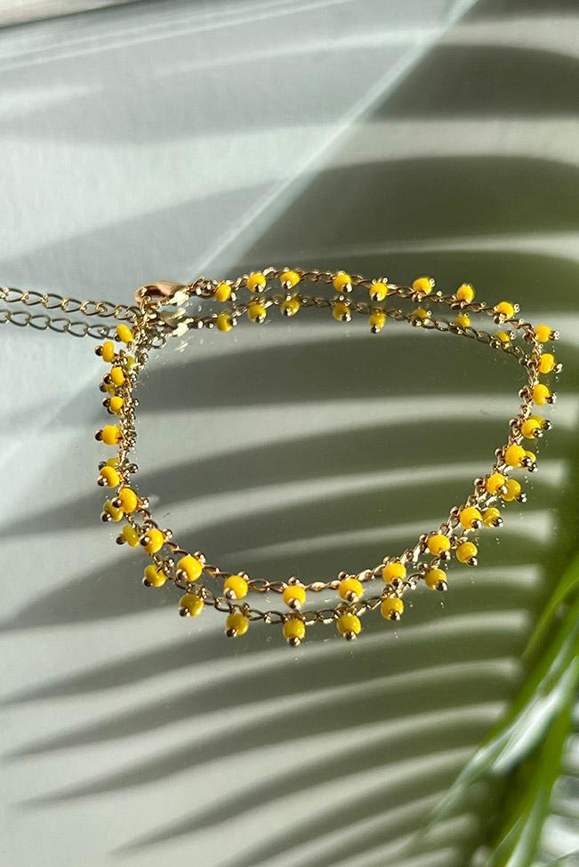 Αλυσίδα ποδιού χρυσή με χάντρες - 100114648