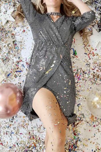 Wrap sequin φόρεμα ασημί