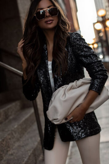 σακάκι παγιέτα σε μαύρο – fashion street style εμφάνιση